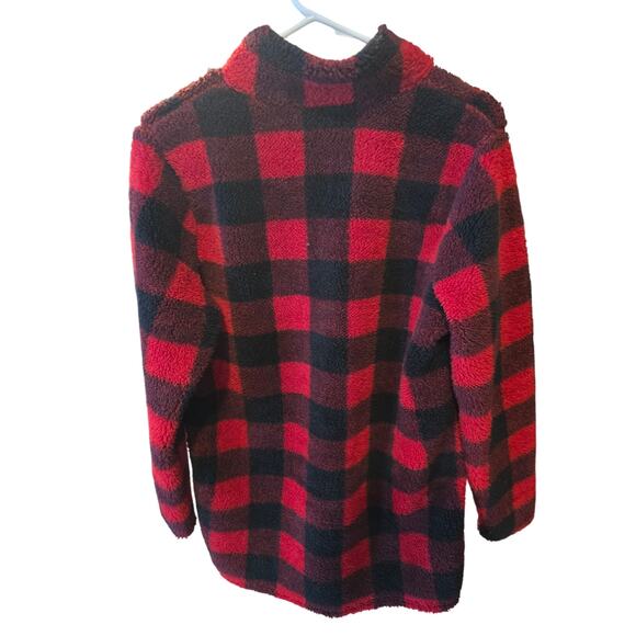 Quacker Factory Fleece Sweatshirt S Womens Pullover Soft Cozy Red Black Warm - Picture 6 of 6